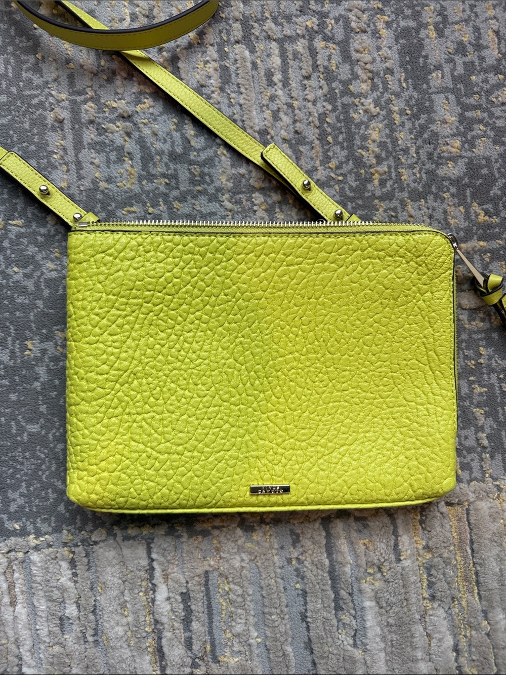 NWOT Authentic Vince Camuto yellow/lime green cross body purse. No flaws.